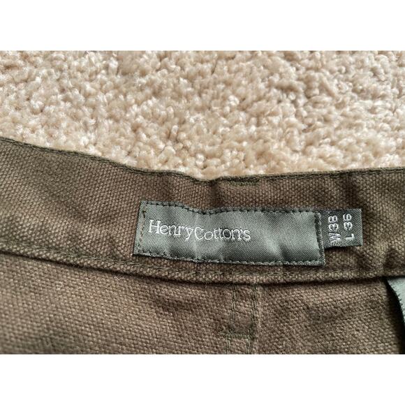 Henry Cottons Brown Pants Size 38x36 100% Cotton Flat Front Chino Men Vintage - Picture 3 of 7
